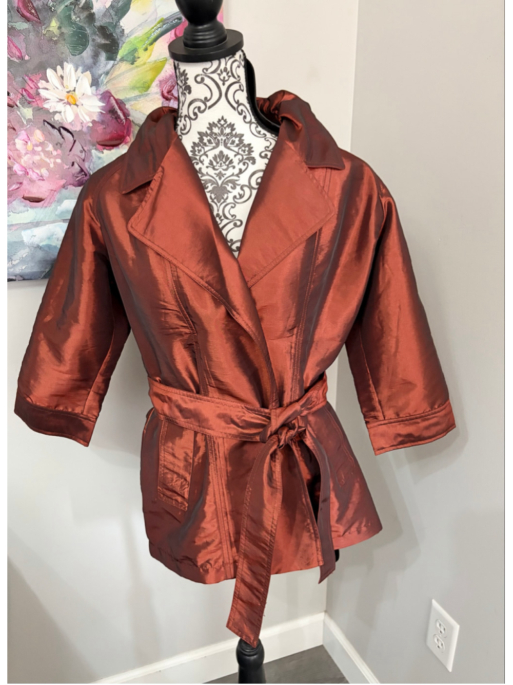 Women's Chico's metallic Copper Jacket Size 2 (large)
